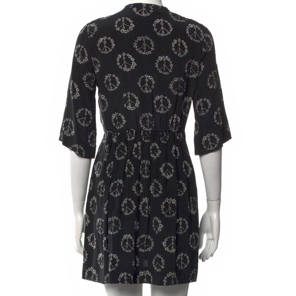 M/L Sandro 100% Silk Peace and Flowers Mini Dress - Picture 13 of 14